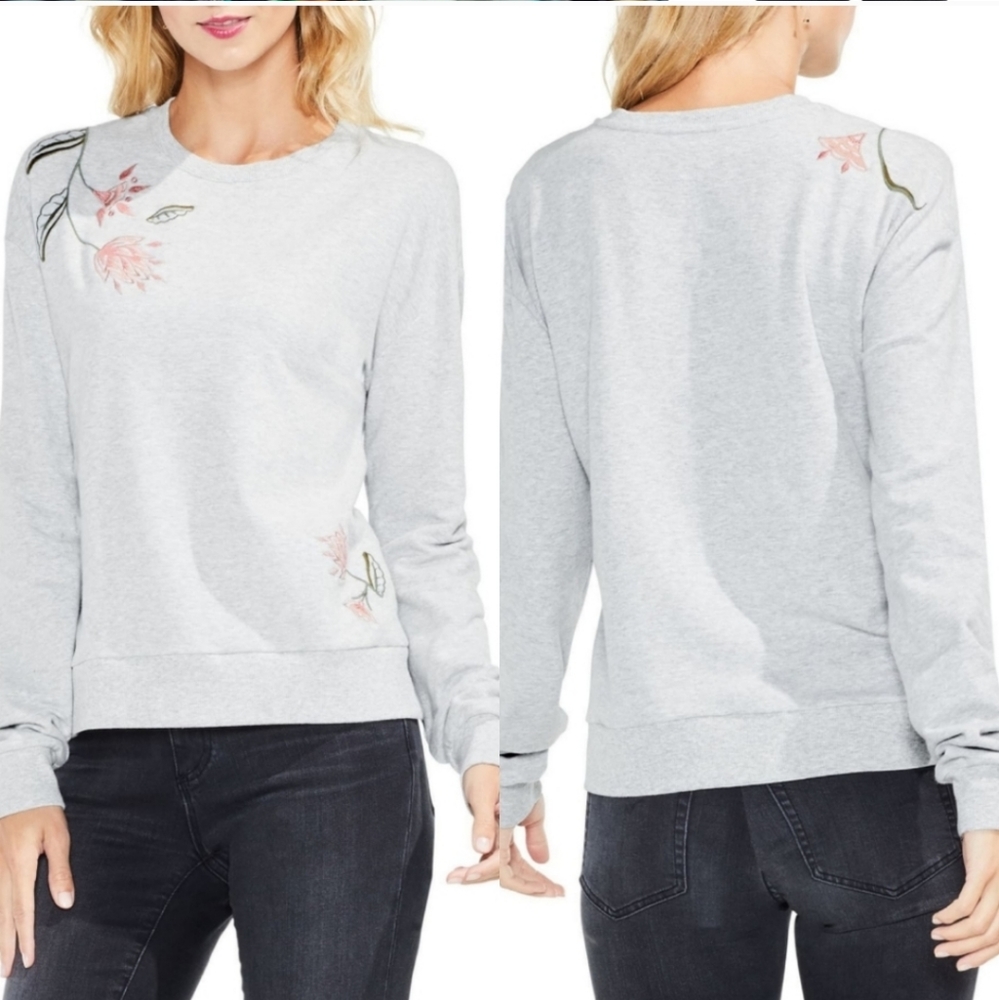 4/$25 Two Vince Camuto Floral Embroidered Pullover